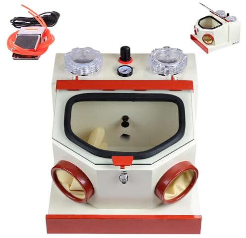 Electric Sandblaster Machine with Foot Pedal Control, Large Glass Window, Ideal for Laboratory and Professional Sandblasting Applications