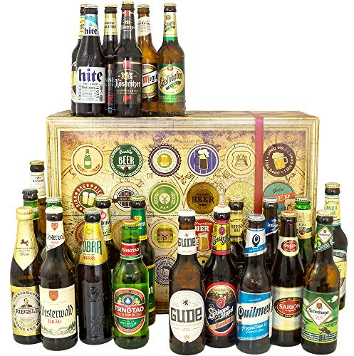 24x Biere aus der Welt & Deutschland - Bier Geschenkset für Männer | Internationales Bierpaket mit 24 Sorten, 104-seitigem Bierbuch, Geschenkkarten und Urkunden für das perfekte Biertasting.