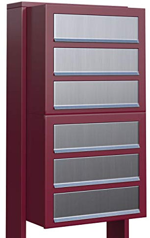 Cassetta delle lettere, Cassetta della posta design Cube For Six Rosso/in acciaio inox – bravios