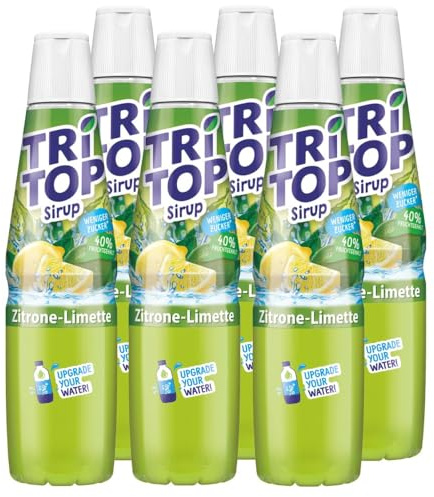 TRi TOP Getränkesirup Zitrone-Limette 6 x 600ml | Sirup für Wassersprudler | 1 Flasche ergibt ca. 5 Liter Erfrischungsgetränk