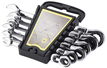 Cocoarm Ratschenschlüssel Set 6tlg Knarrenschlüssel Doppelseitige Kombischlüssel Maulschlüssel Ringschlüssel Ringmaul Ratsche Schlüssel Flexible Kopf 8-17mm Reparatur Werkzeuge Satz