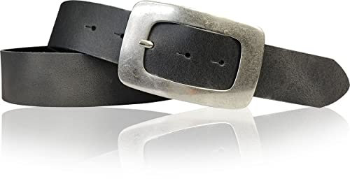 FRONHOFER Damen Ledergürtel 4 cm mit großer Gürtelschnalle in altsilber, echt Leder, 18421