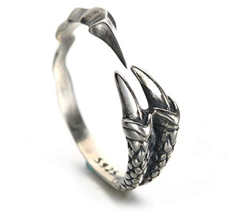 Daesar Edelstahl Ring Damen Herren Drache Klaue Freundschaftsring Silber Ring Partner Gr.54 (17.2)