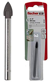 Fischer 551344 Punta per Vetro, Ceramica e Piastrella con Tagliente in Metallo Duro per Vetro e Ceramiche, Grigio, 10 mm