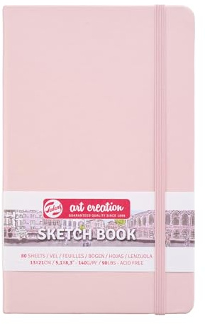 Talens Art Creation Sketchbook - Pastel Pink 13x21 cm - 140 g - 80 Sheets - Acid-Free Drawing Paper - Ideal for Pencil, Pastel, Acrylics, Ink
