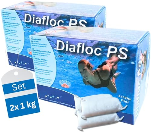 GlobaClean 2X 1kg Flockmittel Pool Kartuschen 16 x 125g für Sandfilter & Filterglas. Pool Flockungsmittel und Poolpflege, Poolklar, Poolreiniger, Pool Zubehör für klares Poolwasser