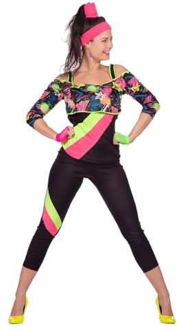 WILBERS & WILBERS - 80er Jahre Aerobic Kostüm für Damen | 2-teilig mit Leggings und Oberteil, Retro Fitness Outfit für Karneval