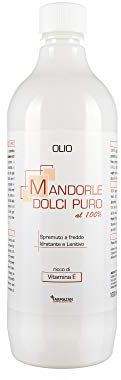Farmazan Olio di Mandorle Dolci Puro 100%, Olio Corpo Spremuto a Freddo, Naturale e Senza Profumo 1000ml, per Gravidanza, Neonati, Pelle e Capelli Secchi, Made in Italy