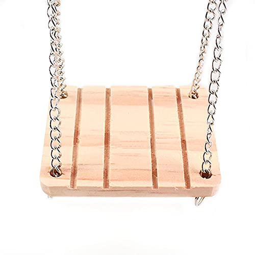 ANCLLO Hamster Hängeschaukel aus Holz für Eichhörnchen, Rennmäuse, Mäuse, Ratten