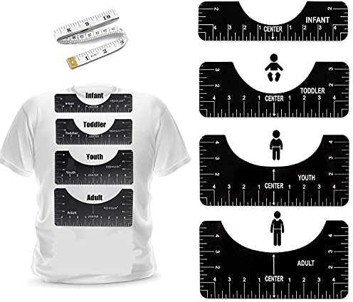 4 Stücke T-Shirt Zentrierung Ausrichtung Werkzeug PVC , Vorlage , Platzierung Führung Lineal Vinyl , Machen Messwerkzeug für DIY, Lineal Guide T-Shirt Ruler Guide，schwarz