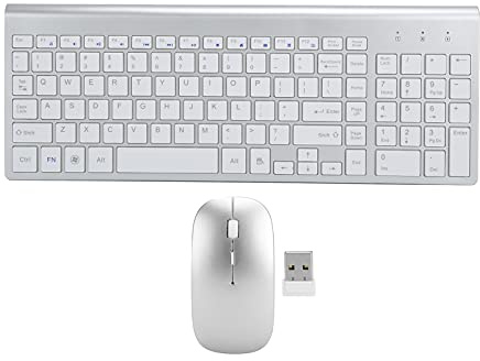 VBESTLIFE Combo Clavier sans Fil et Souris Optique, Ensemble Clavier et Souris Muet Minimaliste Blanc, pour Ordinateur Portable, Ordinateur de Bureau
