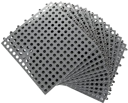 12 Stück ineinandergreifende rutschfeste Bodenfliesen, 30 x 30 cm, weiche PVCBodenfliesen, Badewannenmatte mit Ablauflöchern, ineinandergreifende Drainagefliesen für Outdoor, Bad, Küche, Pool,
