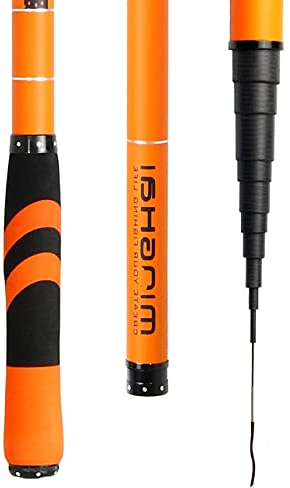 LUOSHUAI Stipprute Kohlefaser-Teleskop-Swing-Angelrute Hand-polig Karpfen Ultraleicht Reisen 3. 6M / 4,5M / 5,4 M / 6,3 M / 7,2M Angelrute (Color : Orange, Length : 4.5 m)