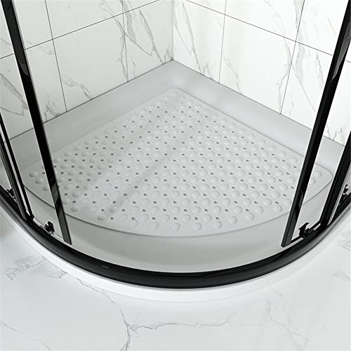 YYDX Eck-Duschmatte Anti-Rutsch-Matten, für Dusche Hotel-WC Fächerförmige Antirutschmatten Dreieckige Badematte Abfluss Badezimmer rutschfest,Weiß,80x80cm(31.5x31.5inch)
