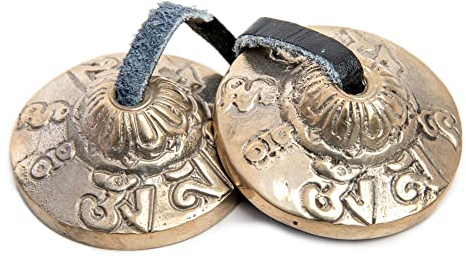 Tingsha - Campanas de platillos – Fácil de tocar – Meditación Mindfulness Campanas de bronce para curación de chakras, sonido de baño, regalos espirituales hechos a mano tibetano por Himalayan Bazaar