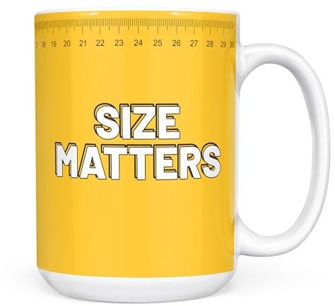 Mug Monster - Size Matters Giant Mug, Extra Large Jumbo Novelty Tea or Coffee Cup - Ceramic Coffee Mug / Cup, Gift for Men or Women, Extra Large and Giant Mug Available, 15oz White Mug