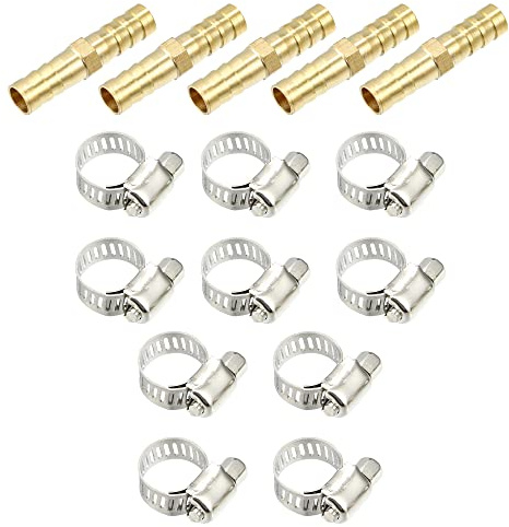 X AUTOHAUX 1 ensemble de raccords cannelés en cuivre de 8 mm pour tuyau de jonction d'air, eau, carburant avec 10 colliers de serrage