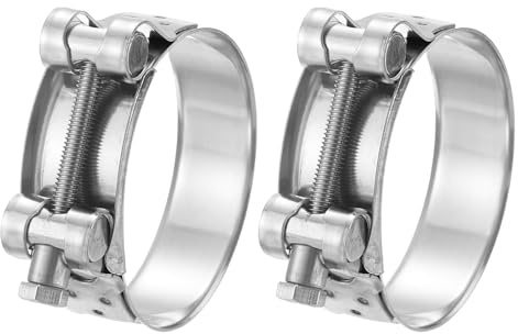 sourcing map 2Pcs T-Bolt Hose Clamp Working Range 64-67mm 304 Stainless Steel Intake Intercooler Clamps Adjustable Tube Clamps for Tubes Pipes
