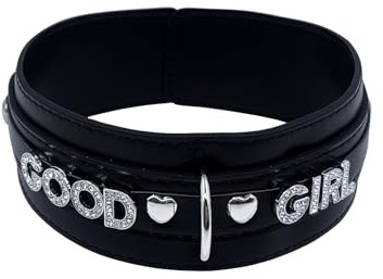 paloli Women Pink Leather Choker Necklace, Punk Gothic Black Fluffy Name Letters Collar Leash Neck Jewelry, Regular, Faux Leather, No Gemstone