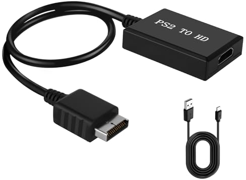 AXFEE Adattatore HDMI per PS2, HD Multimedia Interface Cavo di Collegamento HD, Plug And Play, Adattatore Convertitore, per PS2 Slim PS2