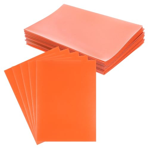 PATIKIL 50er Packung Kartenhüllen Kartenhalter 3,5x2,6 Zoll Orange | Weiche klare, Mattierte Trading Card Schutzhüllen, für Standard Sammelkarten Baseball Spielkarten