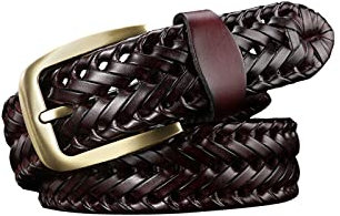 PYWJGZSX Gürtel, Herren Geflochtener Gürtel Geflochtener Ledergürtel Verstellbarer Stretch Geflochtener Gürtel Handgemachter Geflochtener Gürtel/Brown/110Cm/43.3''