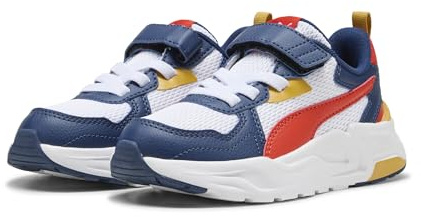 PUMA Trinity Lite AC+ PS Sneaker, White-Fierce Red-Persian Blue, 29.5 EU