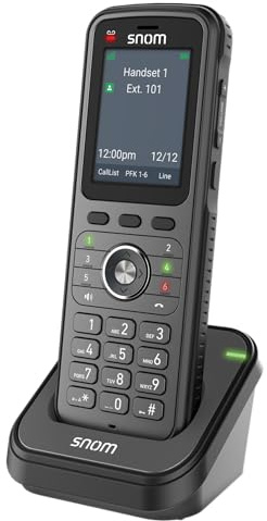 Snom Ricevitore DECT M56 – Robusto telefono fisso senza fili con display a 2,4 colori, protezione IP67, funzione di allarme e durata della batteria di 12 ore, ideale per officina e uso esterno
