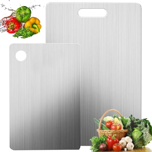 STFYUG Titan Schneidebrett, 304 Schneidebrett Edelstahl, Schneidebret Titan, Titanium Cutting Board, Gewährleisten Ursprünglichen Geschmack der Zutaten, Leicht zu Reinigen (2)