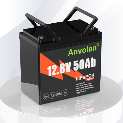 12V 50Ah LiFePO4 Batterie,50Ah BMS Lithium Batterie,Niedrigtemperaturschutz,Max.15000 Zyklen,10 Jahre Lebensdauer,leichteres Gewicht,kleinere Größe,für Kajak,Wohnmobil,Camping,Solaranlage(12V 50Ah)