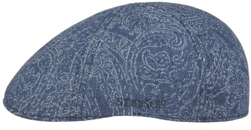 Stetson Texas Denim Paisley Flatcap Baumwolle UV-Schutz Herren Sommer blau XXL (62-63 cm)