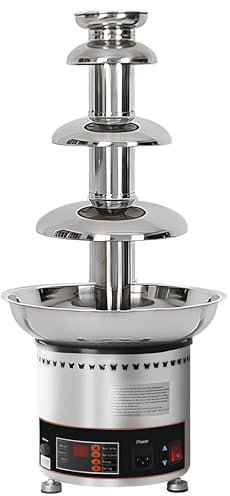 Electric Chocolate Fountain Machine Capacity 6.6 Lbs Chocolate Fondue Fountain. 4-Tier Cheese Fountain for Banquets, Weddings and Parties