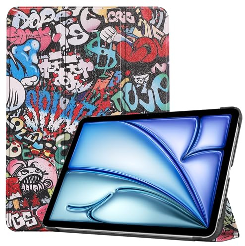 Palizufio Hülle für iPad Air 11 2025(M3),Schlank Leicht PU Leder Tasche Schutzhülle Flip Folio Dreifach Ständer Klapphülle Abdeckung mit Auto Wecken/Schlafen,Graffiti
