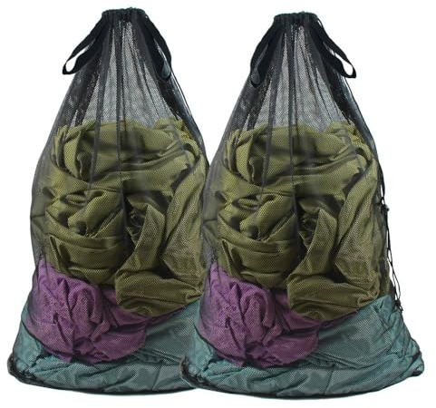 2 Pcs Filets à Linge avec Cordon de Serrage pour Machine à Laver Sac de Lavage Réutilisable en Maille Grand Filet de Lavage 76 * 100cm pour Vêtements Rideaux Literies Sac Rangement, Noir