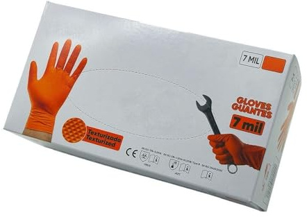 MSP Automotive Guantes de Nitrilo 7 Mil - CAJA DE 90 UNIDADES, TALLA XL, CERTIFICADOS CE, SIN POLVO, EXTRA RESISTENTES PARA AUTOMOCIÓN E INDUSTRIA