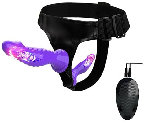 Ceinture ajustable avec gode à vibration pour strap-on double gode avec 2 vibrateurs pour femmes lesbiennes