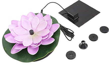 HEMOTON Fontaine Solaire à Nénuphars Flottante pour Bassin Extérieur Jardin, Pompe 7v 1,2w, Décoration Paysagère Étanche Et Écologique Autonome