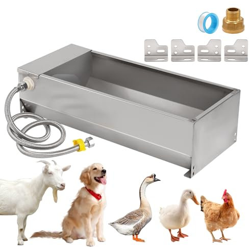Automatische Tierwassertruge,13 Liter Automatische Pferdewassertruge Mit Float Ball,GroßKapazitäTsautomatischer Hundewasserspenser Im Freien,Edelstahl-SelbstfüLlwasser FüR Hund,Tier,Pferd,Ziege,Rind