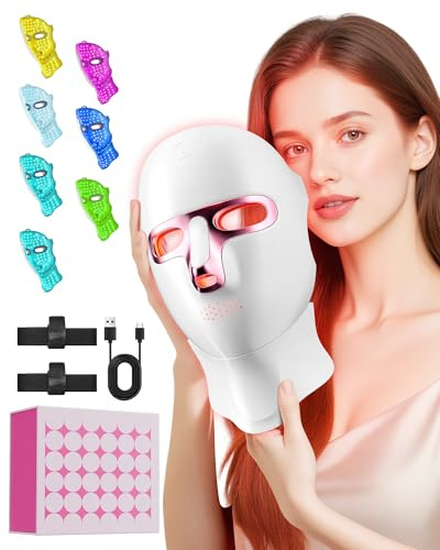 FOLOKE Red Light Therapy Mask for Face & Neck, LED Face Light Therapy,USB C Rechargeable,Infrared Mask for Home Working Travel Yoga