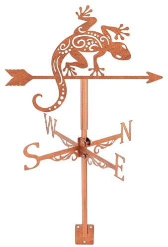 SUPERDANT Wetterhahn Mit Gecko Motiv Reptilien Motiv Wetterfahne Aus Metall Kupfer Wetterhahn für Garten Dekorative Wetterfahnen Schilder Für Bauernhausschuppen Garten Rasen Dach Koppel Dekoration