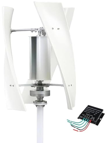 Lissontine Turbina Eólica De Eje Vertical Blanca De 3000w, 12v, 24v, 48v, 3 Palas Aerogenerador Eolico Domesticos con Controlador, Turbina Eólica para Uso Doméstico White-220V