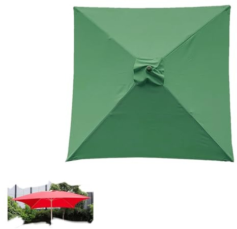 IMUNKT 200x200cm Sonnenschirm Ersatzbezug Quadratisch Terrassenschirm Ersatzabdeckung Garten Marktschirm Bespannung Ersatz Baldachin 4 Streben(Dark green)