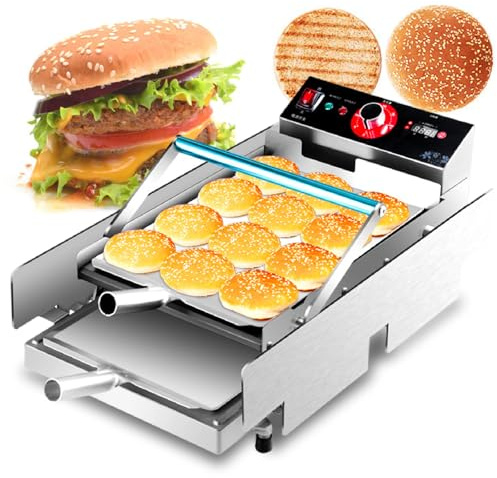 XEEAOFE Machine à Burger Commerciale - Grille-Pain à Contact Automatique à Convoyeur Commercial avec Contrôle de Température 50-300°C (122-572°F), pour Pain à Burger, Restaurant Snack Burger Big