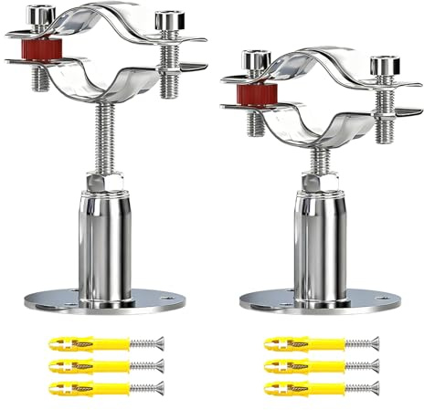 2 Pcs 304 Stainless Steel Pipe Clamp Hanger, Adjustable 50-100mm Pipe Support Bracket with Screws, for 15-19mm（0.59-0.74） Diameter Tube, Wall & Ceiling Mount Pipe Fastener