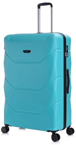 Rocklands® Extra Large Suitcase 32 Inch Hard Shell Thick ABS with TSA Lock 4 Dual Spinner Wheels Lightweight Luggage Durable Travel Trolley Case, Turquoise