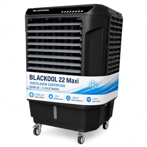 Climatizador Evaporativo Industrial VONALA BLACKOOL 22 MAXI – Enfriador de Aire Profesional con Lámpara UV y WiFi, Depósito 120L, Caudal 22000 m³/h, Cobertura 200m²