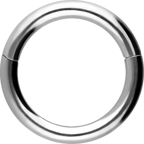 PIERCINGLINE Segmentring Clicker Chirurgenstahl Piercing Ring Nase Septum Ohr Helix Tragus Silberfarben 1,2 x 6 mm
