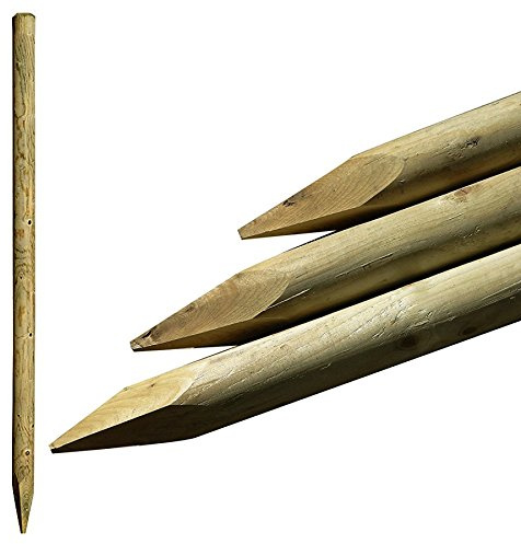 5 Pack - 1.2m (4ft) x 50mm Machined Round Wooden Treated Fence Posts Stakes Wood Fencing