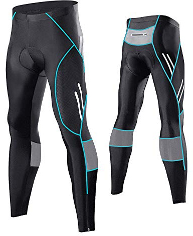 MEETWEE Herren Radlerhose Lange Fahrradhose, Kompression Radhose Leggings Radsport Hose für Männer Elastische Atmungsaktive 3D Schwamm Sitzpolster