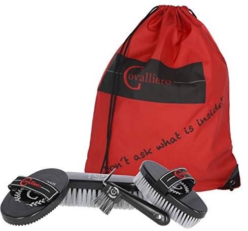 Covalliero Putzbeutel, Pflegebeutel, Pferdepflege, befüllt, rot, 45x40cm, Polyester, inkl. Fellreinigungs-/Putzutensilien